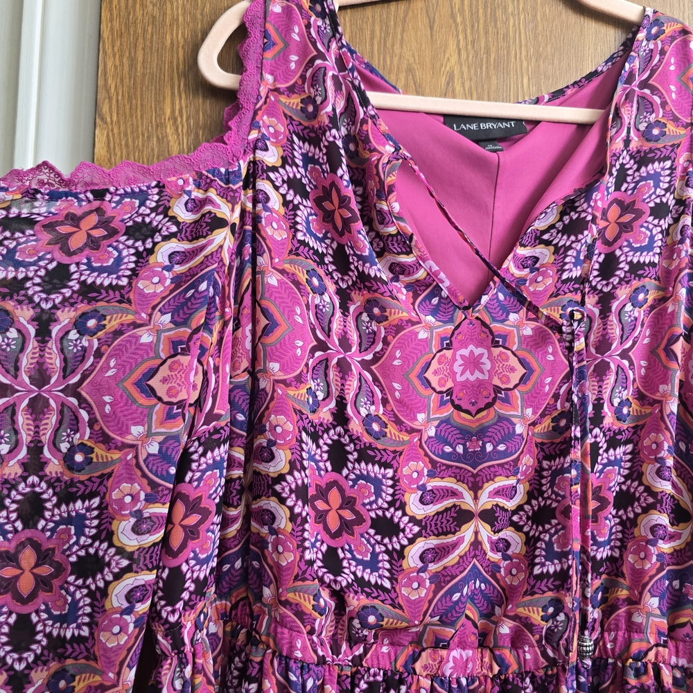 Lane Bryant Vibrant Pink Long Sleeve Dress - Picture 7 of 9